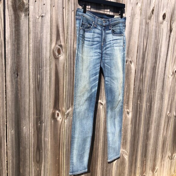 Rag & Bone 28 Skinny Blue Denim Jeans Heathway Light Wash - Picture 6 of 10